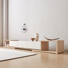 장인가구아이브 피오레 듀얼 거실장 확장형 방문설치, 메이플화이트