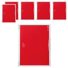 KING JIM TEFRENU Flap 雙扣環式筆記本, B5尺寸, 附移動式收納夾, 紅色, 6本
