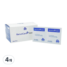 바른케어 일회용 플러스 스왑 알콜솜, 100개입, 4개