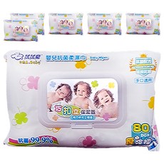 拭拭樂 嬰兒抗菌柔濕巾，厚蓬鬆，含銀離子，手口適用, 80張, 6包
