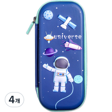 한봄누리 3D 입체 캐릭터 인싸 EVA 필통 우주비행사, 딥블루, 4개