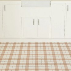 沐慕家居 奶茶格紋大地毯 圈絨材質