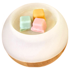 1 + 2 調香融蠟夜燈 含蠟塊 2個, D.白色純淨 + E.34號大道, 原木色