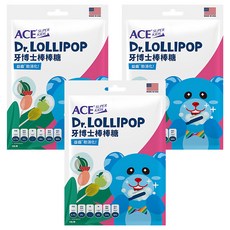 ACE SUPER KIDS 牙博士棒棒糖 Set 8支, 美國牙科博士研發, 含50%膳食纖維, 添加維生素C, 無糖低熱量, 西瓜 + 青蘋果, 60g, 3袋