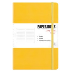 PAPERIDEAS 筆記本，188頁，含目錄，附彈性封口帶，100g/s 無酸紙，尺寸143x210mm, 檸檬黃色, 1本