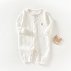 STARDOOR 嬰兒小兔刺繡貼全開扣連身衣