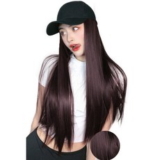 준 라비 모자 전체가발 + 가발망, 다크브라운, 1개