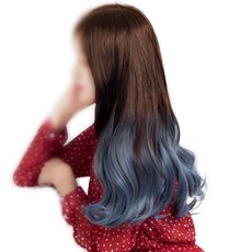 준 투컬러 웨이브 1피스 붙임머리 50cm 190g, 라이트 + 애쉬블루, 1개