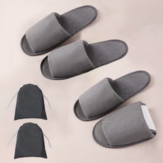 아리코 기내용 여행용 접이식 슬리퍼 + 파우치 세트, 그레이, 2세트