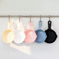 LIVINGMATE 吃播手柄個人盤組, 餐具5件組, 香草奶油 + 白色 + 粉紅色 + 藍色 + 黑色, 1套