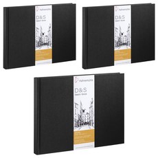 하네뮬레 D&S 블랙 풍경형 스케치북 140g DBL02, A5, 3개, 80매