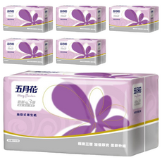 五月花 三層抽取式衛生紙, 90張, 10包, 6袋