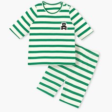 Uni FRIend 童款小熊圖案條紋7分袖上衣長褲組