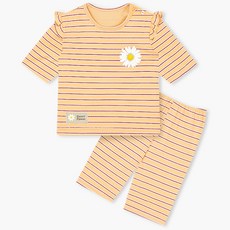 Uni FRIend 童款條紋雛菊印花7分袖上衣長褲組