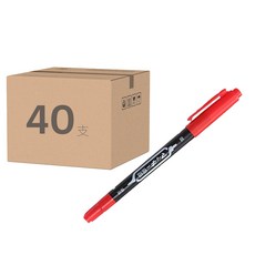 澳娃 雙頭油性簽字筆 塑料+墨水, 紅色, 40支