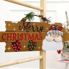 Happy Village 聖誕木質花圈 + LED燈泡, 聖誕老人