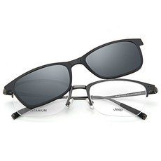 Jeep 偏光太陽鏡組合眼鏡 RT7039+保護套隨機發貨, 鏡框(黑色), 鏡片(煙灰色)