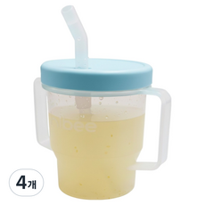 하이비 자기주도 흘림방지 양손빨대컵, 스카이블루, 4개, 200ml