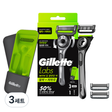 질레트랩스 딥 클렝징 바 면도기 핸들 + 면도날 3p + 케이스 세트, 3세트