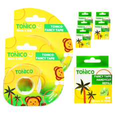 Tonico Scotch 多用途手持切割花式膠帶台 猴子 透明 + 透明補充膠帶3捲組 1組, 2套