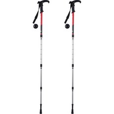 Organico 硬鋁4節折疊式T字型超輕量登山杖 2入, 紅色