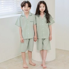 PINGCOCO 兒童小甜瓜格紋短袖睡衣上下套裝