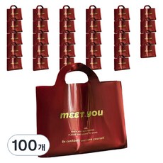 마켓감성 디자인레터링 의류 손잡이백, 레드, 100개