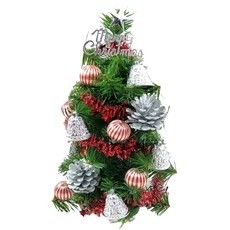 裝飾綠色聖誕樹銀鐘糖果球系 LED20燈彩光插電式 樹免組裝, 綠色