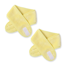 BAKOJEL 柔軟雙面洗臉髮帶, 黃色, 2個