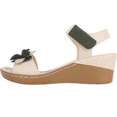 J SHOE 女款牛皮Blues厚底瑪莉珍涼鞋, 225, 米色