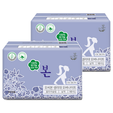유기농본 순면커버 울트라슬림 생리대 날개형, 오버나이트, 10개입, 2개