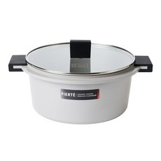 HANKOOK CHINAWARE IH爐適用FIERTE系列附蓋陶瓷雙耳湯鍋, 灰色, 24cm