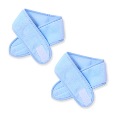 BAKOJEL 柔軟雙面洗臉髮帶, 天藍色, 2個