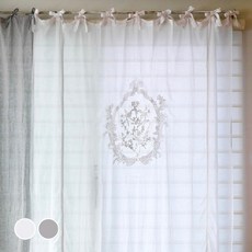 CoTe TaBLe 刺繡亞麻鳥寬幅窗簾 905, 白色