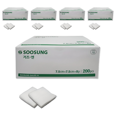 수성 8겹 거즈 엔 7.5 x 7.5 cm, 200매, 5개