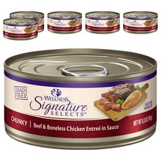 WELLNESS 寵物健康 貓用 SS 名廚特選主食罐, 嫩牛肉塊 + 雞肉, 150g, 6罐