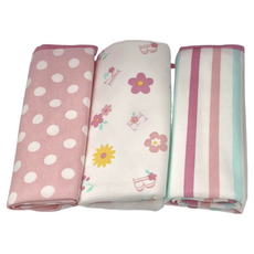 ELFIN DOLL 超薄超輕可攜式尿布墊 三件組 45x70cm 棉/防水塗層, 新款粉色, 1組