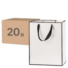 手提袋 230g白卡紙, 12 x 5.7 x 16cm, 白底黑邊, 1組