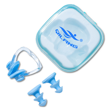 QILANG SKY WIZ 游泳耳塞+鼻夾組, 藍色, 1套