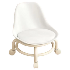 萬向輪矮凳椅背款, 白色, 科技布塑料支架, 1個