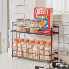 MSLIVING 雙層瓶罐收納架, 黑色