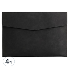 홍련 인조가죽 방수 A4 수납 파우치, 4개, 블랙