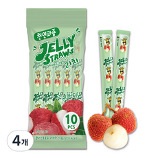 JELLY STRAWS 寒天果凍條 荔枝口味 10條入, 4袋, 193g