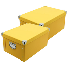 品屋 紙質收納箱 帶提手 防水, 黃色, 2個