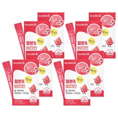 굿앤키즈 유아용 맛있는 철분 & 비타민 딸기맛 30p, 60g, 4개