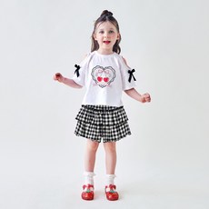 WALTONKIDS 兒童泡泡紗蝴蝶結開衩上下套裝
