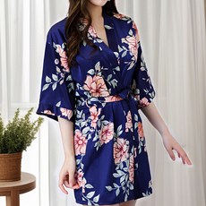 CITYCOMPANY 絲綢花朵高爾夫浴袍 S, 1個, 海軍藍