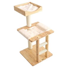 doter 寵愛物語 雲頂睡床貓跳台 貓爬架 48 x 48 x 90cm 抓柱直徑9cm 12kg, 木紋色, 1個