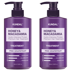 KUNDAL 昆黛爾 蜂蜜澳洲堅果保濕護髮素 粉紅葡萄柚香, 500ml, 2瓶