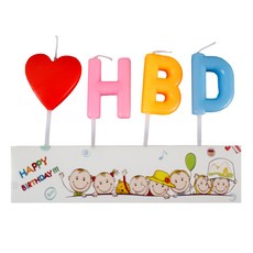 HBD 長度約1.7CM 總長約7cm 燃燒時間約2~5分鐘, HBD字母與2個愛心, 1組, 彩色